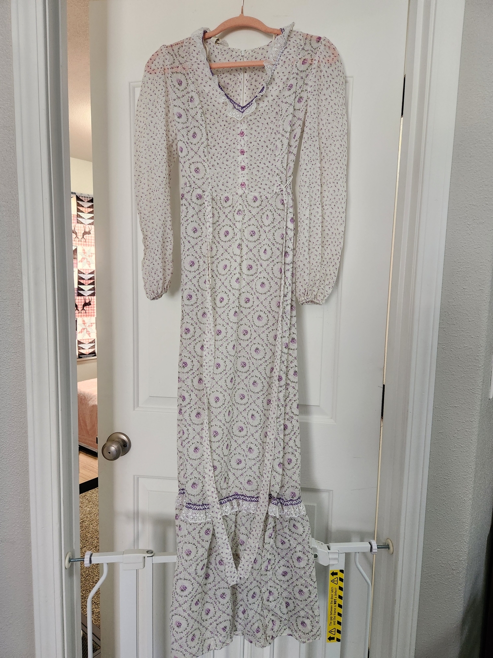 Bohemian Floral Maxi Dress in Cream and Lavender